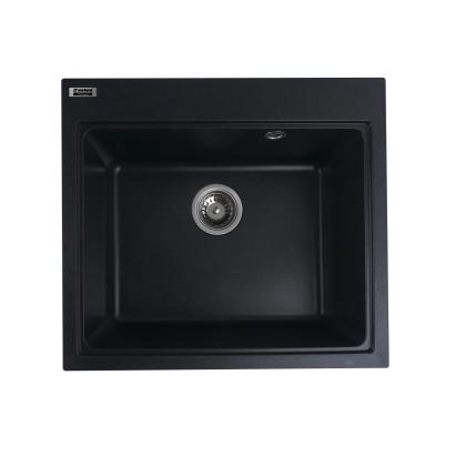Chiuvetă din compozit de granit pentru bucătărie ELEFANT PREMIUM 5852 VESTA Negru metalic 580 x 518 mm Innovative ReliableTools