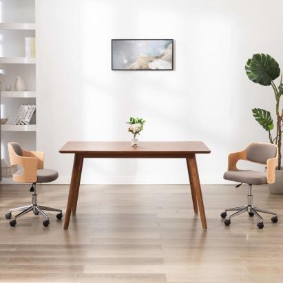 Scaun de masă pivotant, gri taupe, lemn curbat/material textil GartenMobel Dekor