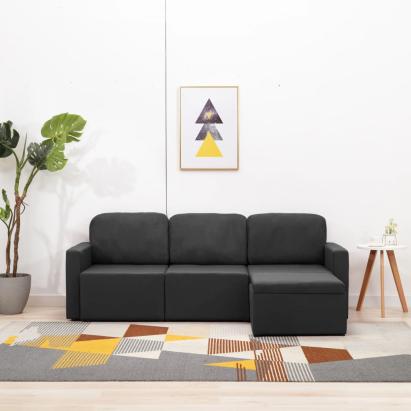 Canapea extensibilă modulară cu 3 locuri, gri închis, textil GartenMobel Dekor