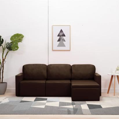Canapea extensibilă modulară, 3 locuri, maro, piele ecologică GartenMobel Dekor