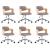 Scaune pivotante masă, 6 buc., gri taupe, lemn curbat & textil GartenMobel Dekor