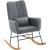 SONGMICS Fotoliu balansoar cu brate, cadru otel imbracat in fleece si picioare din lemn, 136 kg, gri Household NewTrend