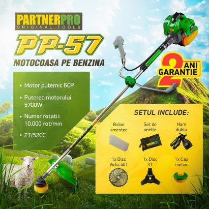Motocoasa pe benzina PartnerPro PP57 , 6CP, 52CC, 2T Innovative ReliableTools