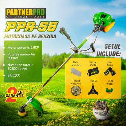 Motocoasa benzina PartnerPro PPA-56, 2T, 5.8 CP, 10000 rpm Innovative ReliableTools