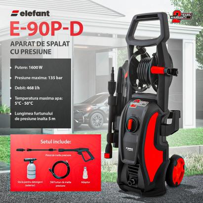 Aparat de spalat cu presiune ELEFANT E-90P-D, 1600 W, 480l/h, 90bar, lungime furtun 5 m Innovative ReliableTools