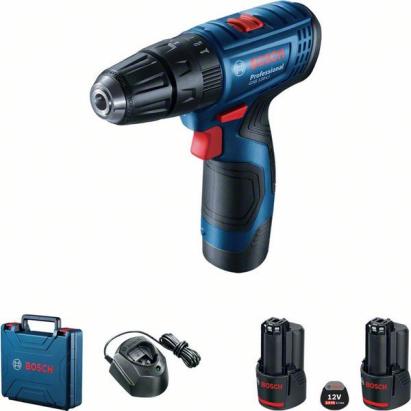 Bosch GSB 120-LI Masina de gaurit cu percutie cu acumulator + 2 x Acumulatori GBA 12V 2.0Ah + Incarcator GAL 1210 CV Professional + Valiza Profesionala ProAdvanced PowerfulTools