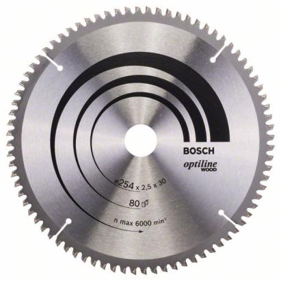 Bosch Panza ferastrau circular Optiline Wood, 254x30x2.5mm, 80T ProAdvanced PowerfulTools