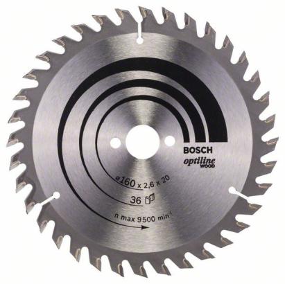 Bosch Panza ferastrau circular Optiline Wood, 160x20x2.6mm, 36T, reductie 16mm ProAdvanced PowerfulTools