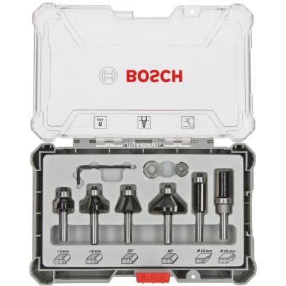 Bosch Set 6 freze de profilat canturi, frezare coplanară si refecare, tija 6mm ProAdvanced PowerfulTools