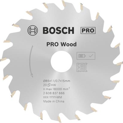 Bosch Panza ferastrau circular cu acumulator Standard for Wood, 85x15x1.1mm, T20 ProAdvanced PowerfulTools