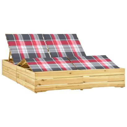 Șezlong dublu cu perne, lemn de pin tratat GartenMobel Dekor