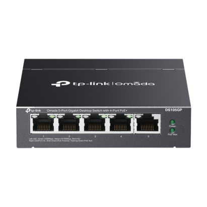 Switch 4 x RJ45 Gigabit PoE, 1 x RJ45 1G, Buget PoE 65W, Unanaged - TP-Link Omada DS105GP SafetyGuard Surveillance