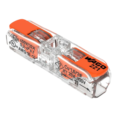 Conector derivatie in linie, 2 fire, max. 4 mmÂ² (60 buc.) - WAGO 221-2411 SafetyGuard Surveillance