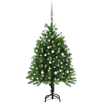 Brad de Crăciun pre-iluminat cu set globuri, verde, 120 cm GartenMobel Dekor