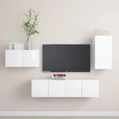 Set dulapuri TV, 4 piese, alb, lemn prelucrat GartenMobel Dekor
