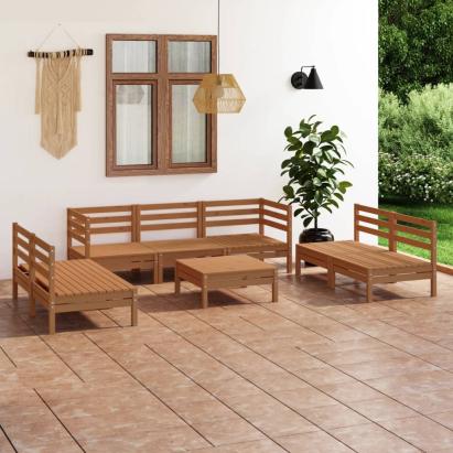 Set mobilier de grădină, 8 piese, maro miere, lemn masiv de pin GartenMobel Dekor