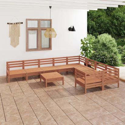 Set mobilier de grădină, 10 piese, maro miere, lemn masiv pin GartenMobel Dekor