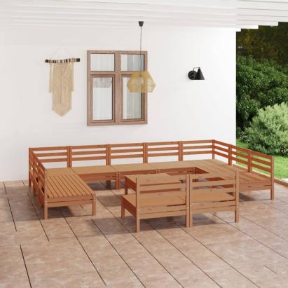 Set mobilier de grădină, 12 piese, maro miere, lemn masiv pin GartenMobel Dekor