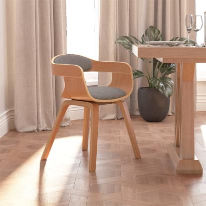 Scaun de bucătărie, gri taupe, lemn curbat și material textil GartenMobel Dekor