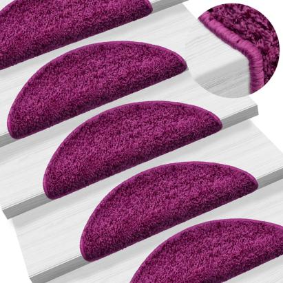 Covorașe scări, 15 buc., 56x17x3 cm, violet, semirotunde GartenMobel Dekor