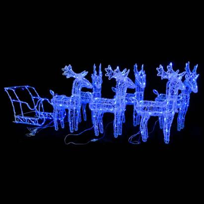 Decorațiune de Crăciun reni și sanie 320 LED-uri acril GartenMobel Dekor