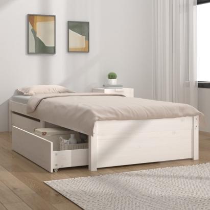Cadru pat cu sertare, alb, 75x190 cm, mic single GartenMobel Dekor