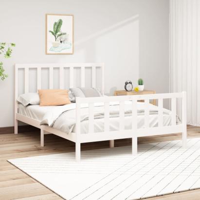 Cadru de pat fără saltea, alb, 160x200 cm, lemn masiv pin GartenMobel Dekor