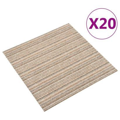 Plăci de pardoseală, 20 buc., bej cu dungi, 50 x 50 cm, 5 m² GartenMobel Dekor