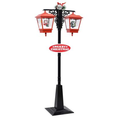 Felinar stradal cu moș Crăciun, negru/roșu, 81x40x188 cm PVC GartenMobel Dekor