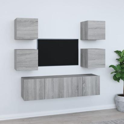 Set dulapuri TV, 6 piese, gri sonoma, lemn prelucrat GartenMobel Dekor