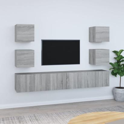 Set comode TV, 7 piese, gri sonoma, lemn compozit GartenMobel Dekor