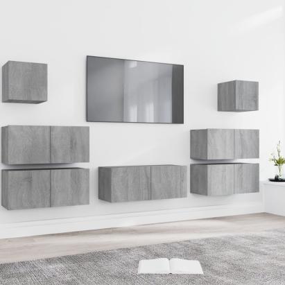 Set comode TV, 7 piese, gri sonoma, lemn compozit GartenMobel Dekor