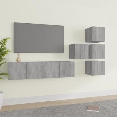 Set dulapuri TV, 6 piese, gri sonoma, lemn prelucrat GartenMobel Dekor