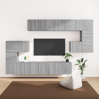 Set dulapuri TV, 10 piese, gri sonoma, lemn compozit GartenMobel Dekor