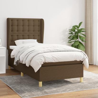 Pat box spring cu saltea, maro închis, 90x190 cm, textil GartenMobel Dekor