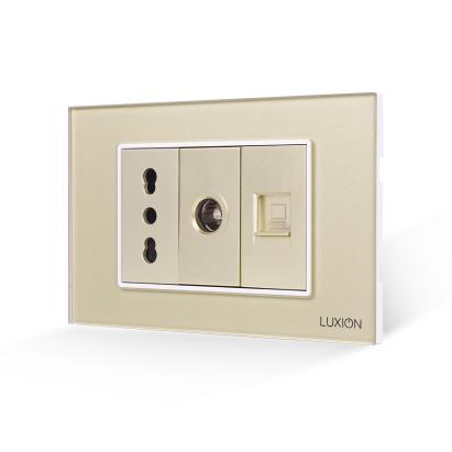 Priza Ingusta + TV + Internet cu Rama din Sticla LUXION, Standard Italian, 3M SmartElectro IntelligentHouse