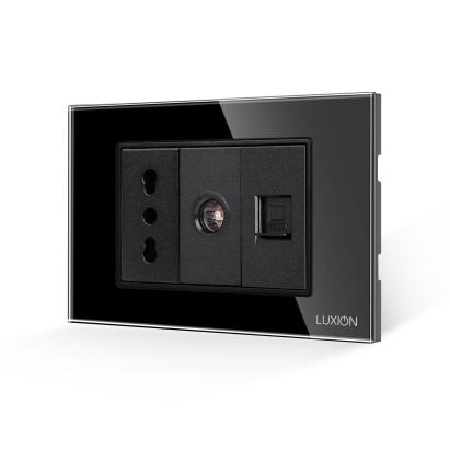 Priza Ingusta + TV + Internet cu Rama din Sticla LUXION, Standard Italian, 3M SmartElectro IntelligentHouse