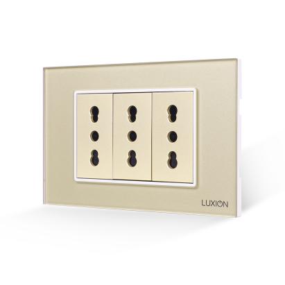 Priza Tripla cu Rama din Sticla LUXION, Standard Italian, 3M SmartElectro IntelligentHouse