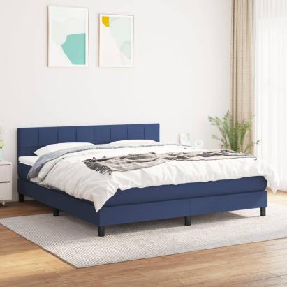 Pat box spring cu saltea, albastru, 180x200 cm, material textil GartenMobel Dekor