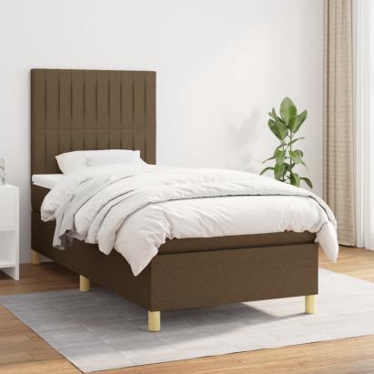 Pat box spring cu saltea, maro închis, 90x190 cm, textil GartenMobel Dekor