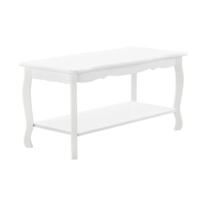 Masuta de Cafea Shabby Chic, Stil Vintage Baroc, Material MDF/Lemn de Brad Lacuit, Culoare Alb, Dimensiuni  87x40x42 cm