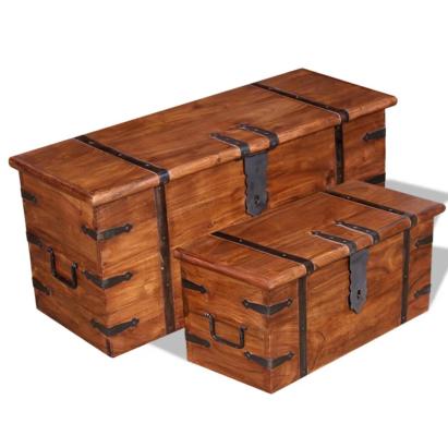 Set cufere de depozitare, 2 buc., lemn masiv GartenMobel Dekor