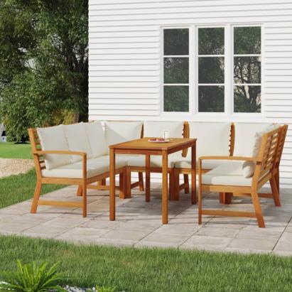 Set mobilier de grădină cu perne, 7 piese, lemn masiv de acacia GartenMobel Dekor