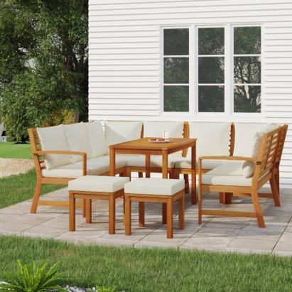 Set mobilier de grădină cu perne, 9 piese, lemn masiv de acacia GartenMobel Dekor