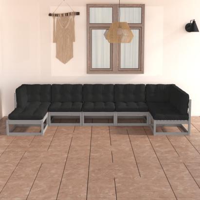 Set mobilier de grădină cu perne, 7 piese, lemn masiv de pin GartenMobel Dekor