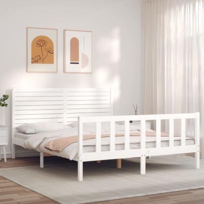 Cadru de pat fără saltea, alb, 160x200 cm, lemn masiv pin GartenMobel Dekor