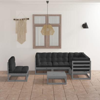 Set mobilier de grădină cu perne, 6 piese, lemn masiv de pin GartenMobel Dekor