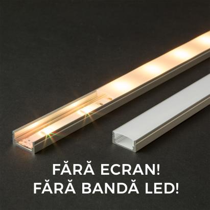 Profil U din aluminiu pt. benzi LED 1000x17x8mm Best CarHome
