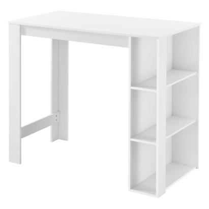 Masa tip Bar Danderyd din PAL Melaminat cu 3 Rafturi, Culoare Alb, Dimensiuni 120x60x105,5 cm