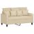 Set de canapele cu perne, 2 piese, crem, textil GartenMobel Dekor